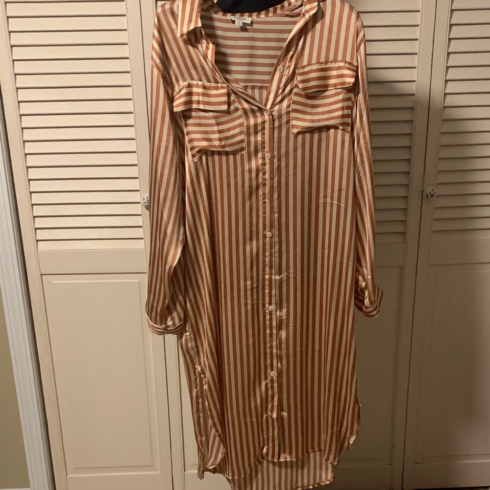 Nwot. Umgee Rust And Cream Color Striped Dress. Dc - image 1